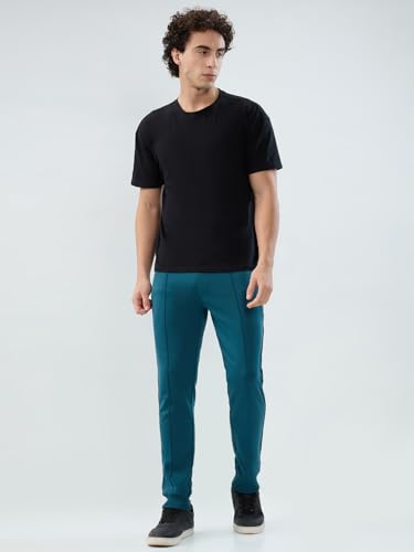 Park Avenue Men Slim Fit Solid Pattern Cotton Polyester Blend Flat Front Casual Jogger Pant