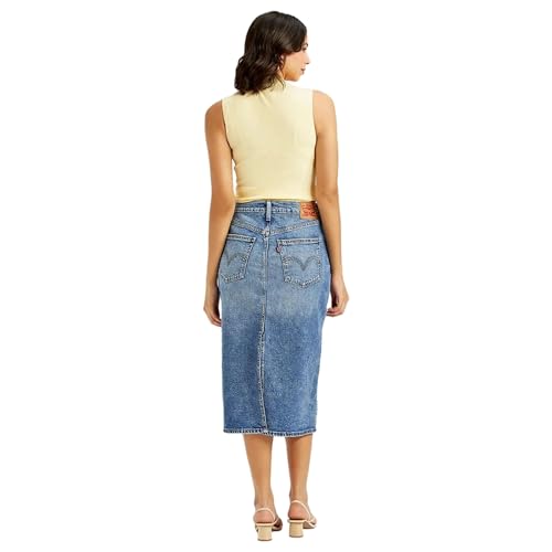 Levi's Women's High Rise Blue Straight Fit Skirt