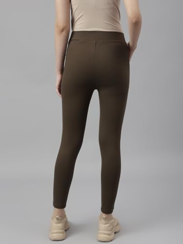 Latin Quarters Women Olive Green Solid High Rise Casual Jegging_M