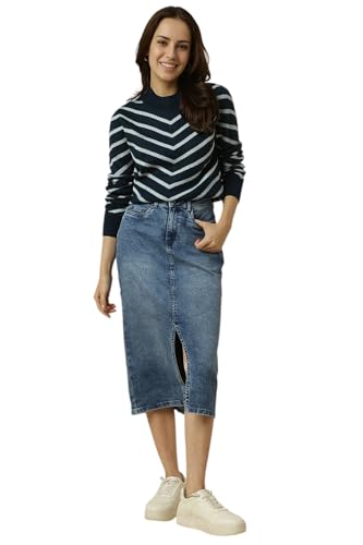 Allen Solly Women's Acrylic Crew Neck Sweater (AHSWCRGPL53581_Navy