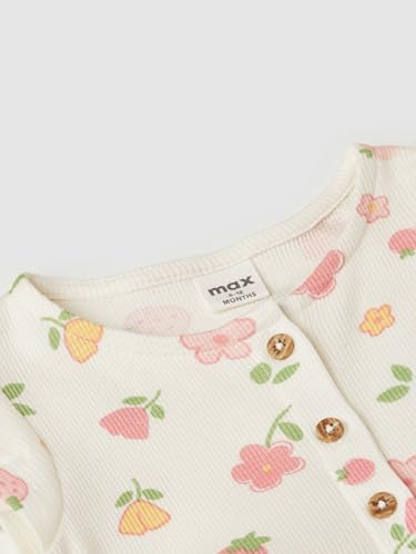 Max Girls Floral Print Dress(White_18-24 M)