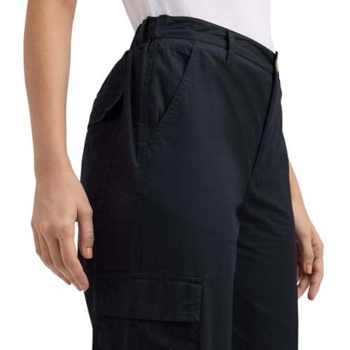 Pepe Jeans Women Black Mid Rise Wide Leg Cargo Pants