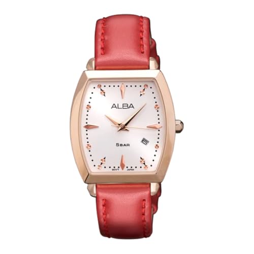 Alba Rose Gold with Red Leather Strap-AH7CT2X1