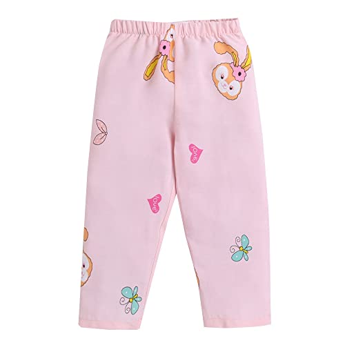 Hopscotch Girls Cartoon Print Top Pajama Set In Peach Color for Ages 12-24 Months