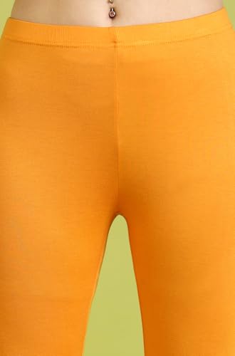 W for Woman Orange Abstract Printed Tiered Spaghetti Kurta and Leggings Set with Dupatta (Size: XL)-WS11527-123741