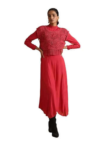 Ritu Kumar Fuschia Dress with Macrame Top