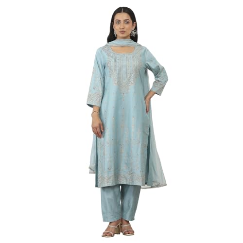Rangriti Viscose Polyester Printed Straight Festive Kurta With Salwar And Dupatta