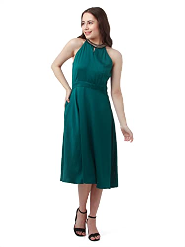 Zink London Women's Green Embellished Regular Midi Dress