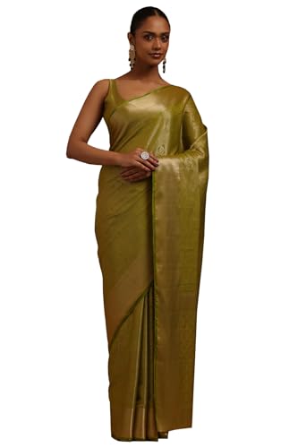 Soch Womens Light Green Georgette Floral Zari Woven Saree