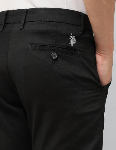 U.S.Polo Association Men's Textured Denver Slim Fit Trousers (USTRO012D_Black_36)