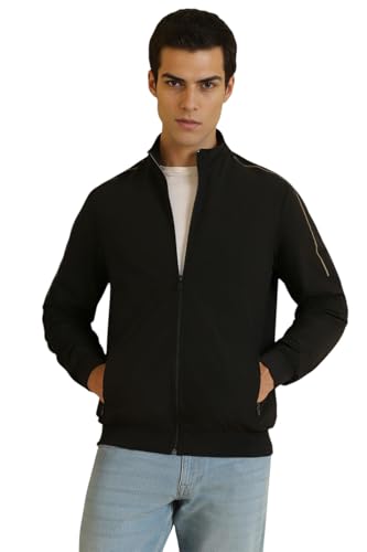 Allen Solly Men's A-Line Coat (ASJKLJBOFX29467_Black