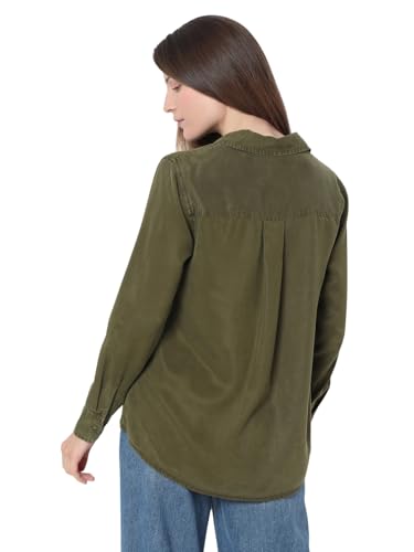 VERO MODA Womens Regular Fit Green Shirt