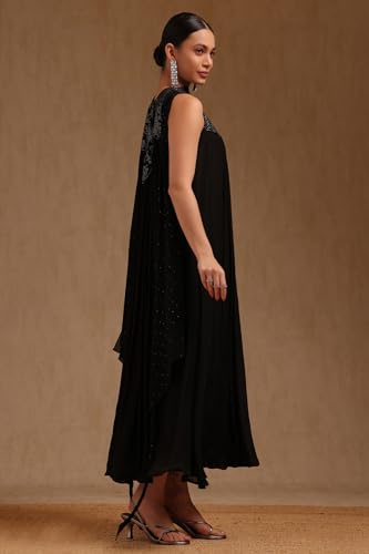 Soch Womens Black Chinon Dress with Mukaish