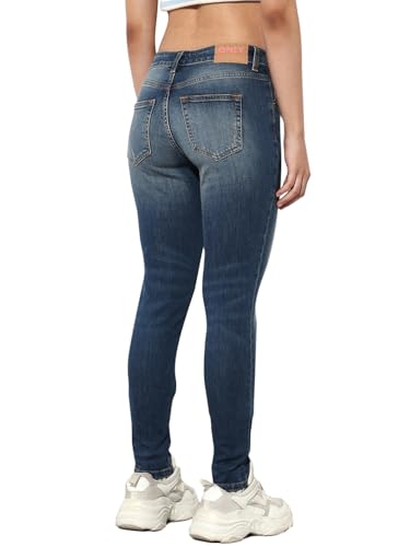ONLY Women's Skinny Fit Low Rise Blue Jeans