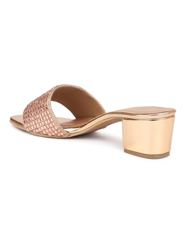 Inc.5 Women Rose Gold Embellished Block Heels