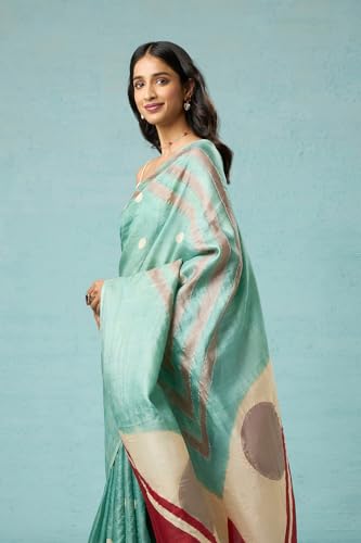 Taneira Chattisgarh Hand Painted Tussar Saree For Women With Unstitched Blouse Piece (Light Green-SAAFWEHTT0101)