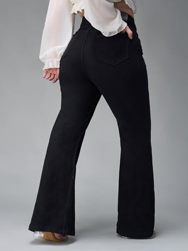 Miss Chase A+ Women's Bootcut High Rise Regular Stretchable Denim Jeans (APAW24DEN86-81-62-40, Black, 40)