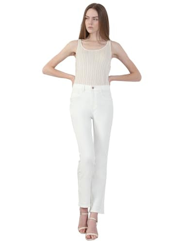VERO MODA Women's Bootcut Fit High Rise White Jeans
