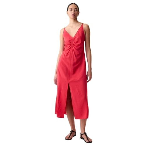 GAP Women's Rayon A-Line Below The Knee Casual Dress (442584466_red