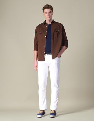 U.S. Polo Assn. Denim Co. Men's Brandon Slim Tapered Fit White Jeans (UDJENO3024_White_38)