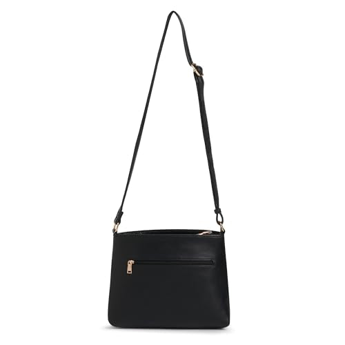 Caprese Viva Medium Sling Bag for Women with Adjustable Strap & Zipper Closure for Comfortable Wear | Versatile Handbag for Everyday Use, Travel, and Special Occasions (Black)