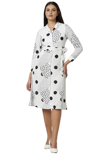 Van Heusen Women's Polyester Modern Knee-Length Dress (VWDRFRGHT67592_White