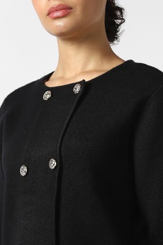 Women Black Solid Round Neck Sweater