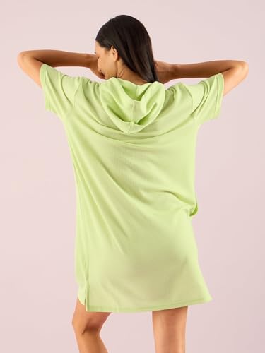 Sweet Dreams Women's Satin Maxi Casual Regular Nightgown (OCW-3691 Green Lily_Peach_XL)
