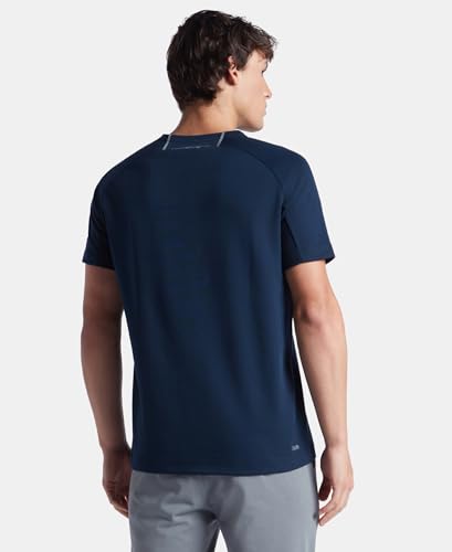 Jockey MV02 Men's Super Combed Cotton Blend Graphic Printed Round Neck Half Sleeve T-Shirt with Stay Fresh Treatment_Navy_S