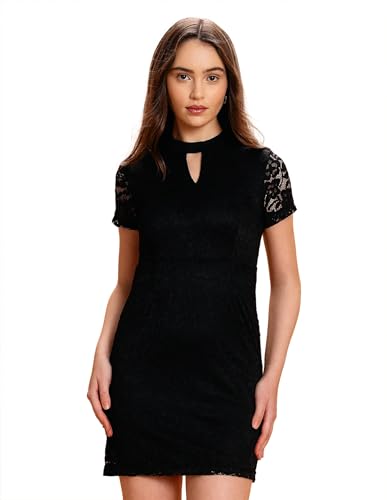 U.S. Polo ASSN._Solid Regular Fit Lace Dress, (UWAW25DRS216_Black_L)