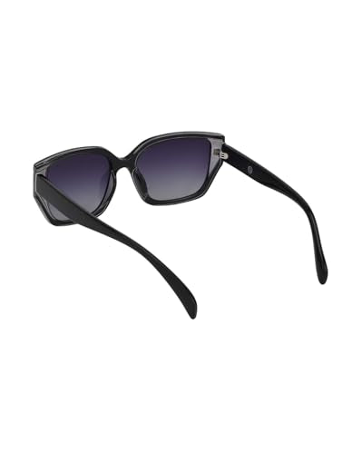 Carlton London Black Toned with Blue Polarised Lens Oversized Sunglass for women