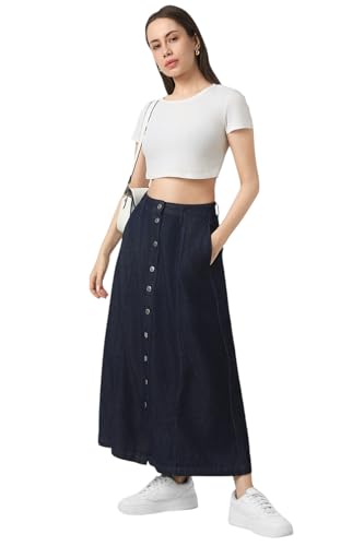 Women Navy Solid Casual Skirt