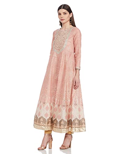 W for Woman Dark Green Printed Kurta with Embroidery_21AUW13699-115116_S