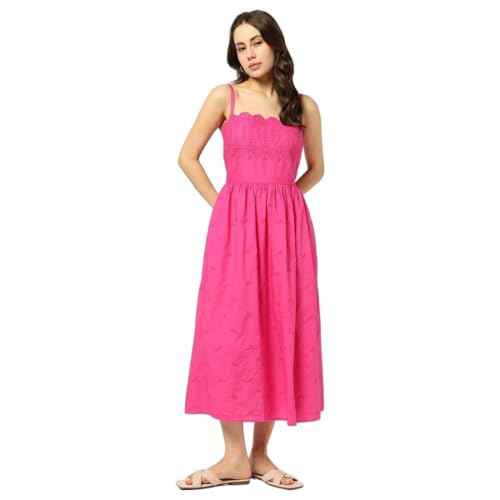 GAP Women's Pure Cotton A-Line Ankle Length Casual Dress (442711439_Pink