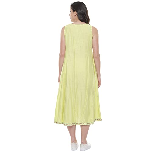 BIBA Women's Ethnic Lime Rayon Ethnic Wear Dress (Size_2XL)