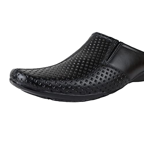 HIKBI Half Formal Shoes/Casual Half Shoes/Back Open for Men (Black, UK Footwear Size System, Adult, Men, Numeric, Medium, 10)