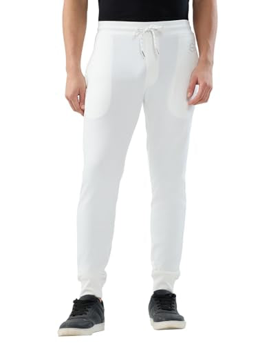 Park Avenue Men Slim Fit Solid Pattern Cotton Polyester Blend Flat Front Casual Jogger Pant