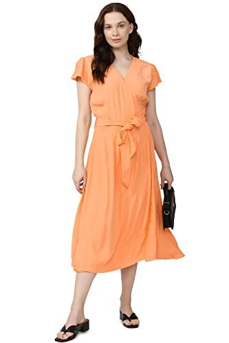 Van Heusen Women's Viscose Classic Below The Knee Dress (VWDRFRGFE37471_Orange