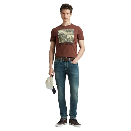 Pepe Jeans Men's Slim Fit T-Shirt (PM509860_Conker Brown