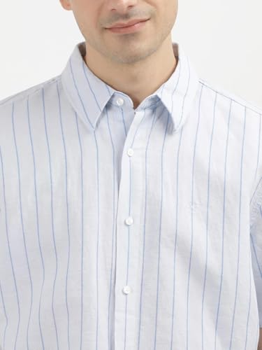 Calvin Klein Jeans Men's Striped Regular Fit Shirt (40BM134450_Skywriting