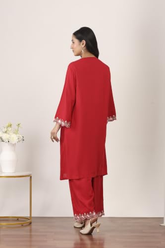 Rangriti Rayon Solid A-Line Casual Kurta With Palazzo