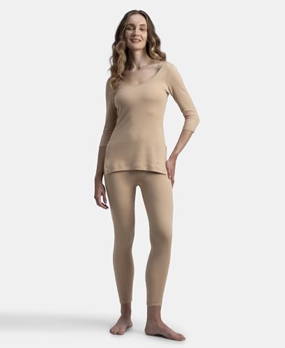 Jockey 2544 Women's Super Combed Cotton Rich Brushed Fabric Thermal Leggings with StayWarm Technology_Skin_M