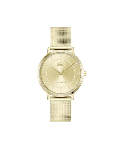 Lacoste Crocorigin Women's 2H Quartz Watch – 35mm Slim Case, Crystal Sunray Dial, Mesh Bracelet, Elegant and Versatile - Gift for Her