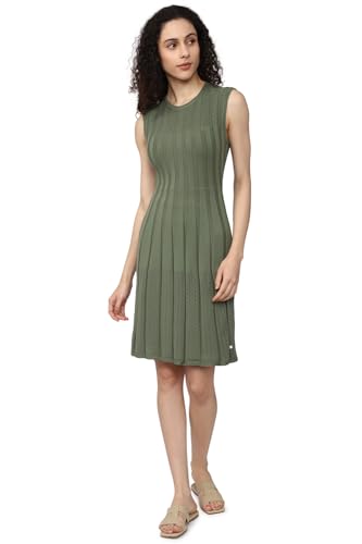 Van Heusen Women's Polyester Modern Mid-Thigh Length Dress (VWFDFRGFY44875_Olive