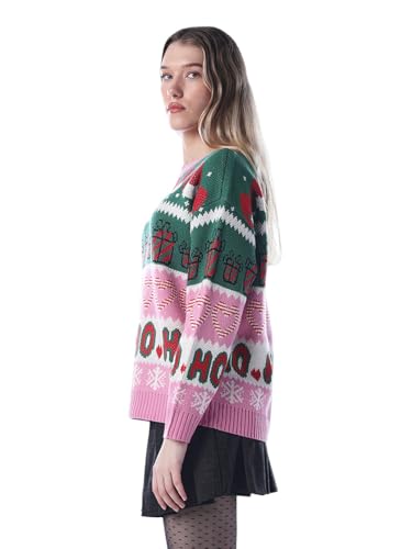 ONLY Women's Self Design Regular Fit Pink Sweater