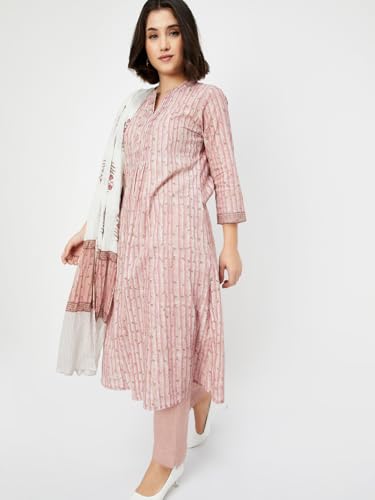 Max Women's Cotton Blend Kurta Set (CTKSTARA0016_RED