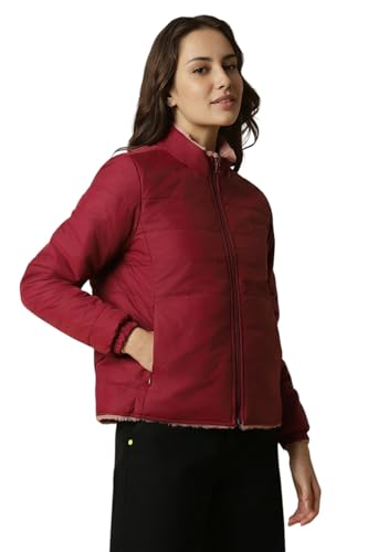 Women Red Solid Casual Jacket