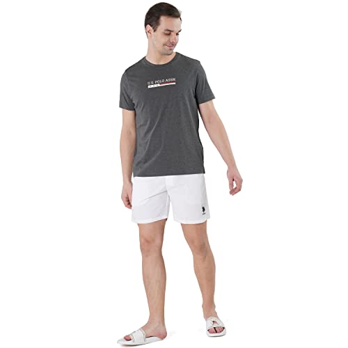 U.S. POLO ASSN. Men Crew Neck Brand Print LE001 Lounge T-Shirt - Pack of 1 (Anthra Mel L)