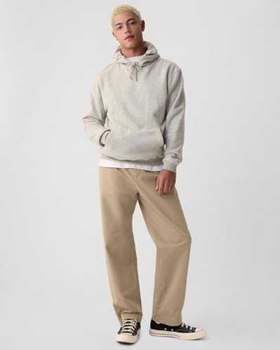 GAP Men Regular Fit Flat-Front Trousers, Khaki, 36/32