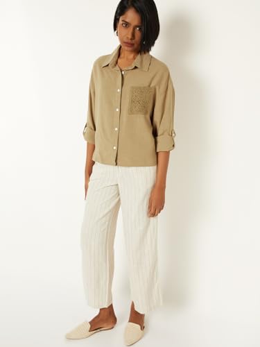 Max Women Solid Shirt (Beige_XXL)